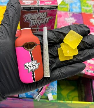 Triio Triiiple Threat Disposable 2G + 1G Pre-Roll + 300 MG gummies - Cannacoast Distribution